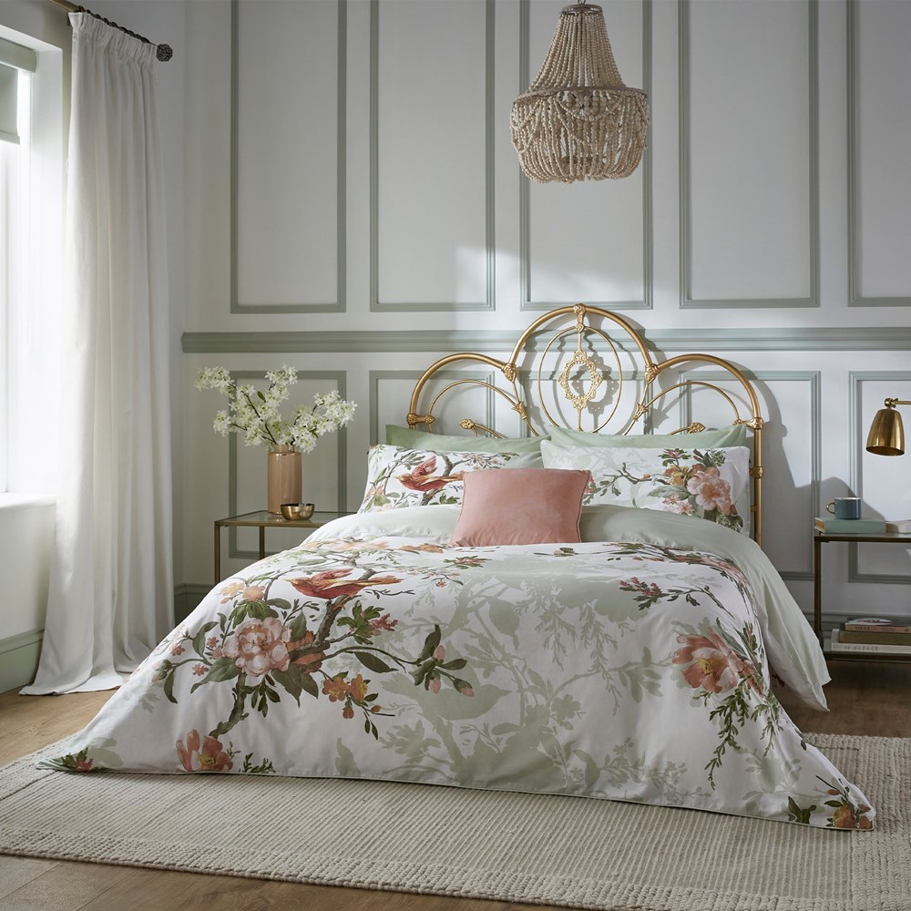 Venetian Floral Bedding Set by Graham & Brown in Sage Green